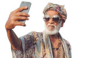 Elderly Fashion Selfie Vinyl Car Decal Sticker – Waterproof & UV-Resistant 8"