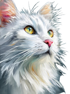 White Cat Painting V3 Vinyl Car Decal Sticker – Waterproof & UV-Resistant 8"