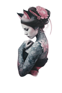 Kitsune Woman Portrait Vinyl Car Decal Sticker – Waterproof & UV-Resistant 8"