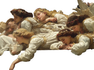 Baroque Angels Sleeping Vinyl Car Decal Sticker – Waterproof & UV-Resistant 8"