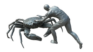 Human Vs Crab Vinyl Car Decal Sticker – Waterproof & UV-Resistant 8"