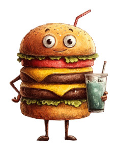 Animated Hamburger Vinyl Car Decal Sticker – Waterproof & UV-Resistant 8"