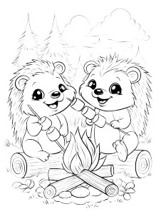 Cute Hedgehog Campfire Vinyl Car Decal Sticker – Waterproof & UV-Resistant 8"