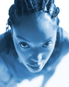 Blue-Toned Portrait Vinyl Car Decal Sticker – Waterproof & UV-Resistant 8"