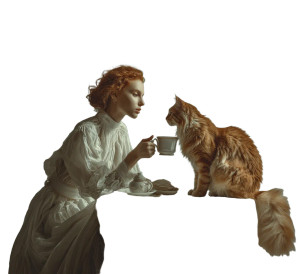 Surreal Cat Companion Vinyl Car Decal Sticker – Waterproof & UV-Resistant 8"