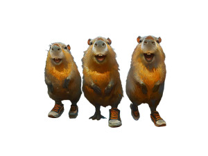 Happy Capybaras Running Vinyl Car Decal Sticker – Waterproof & UV-Resistant 8"