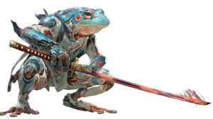 Cyberpunk Frog Warrior Vinyl Car Decal Sticker – Waterproof & UV-Resistant 8"