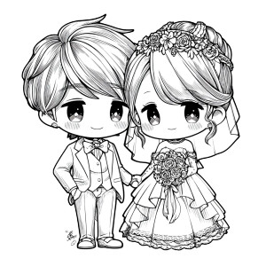 Kawaii Wedding Chibi Vinyl Car Decal Sticker – Waterproof & UV-Resistant 8"