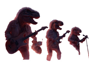 Dino Rock Band Vinyl Car Decal Sticker – Waterproof & UV-Resistant 8"