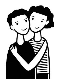 Happy Minimalistic Hug Vinyl Car Decal Sticker – Waterproof & UV-Resistant 8"