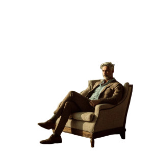 Confident Man Sitting Vinyl Car Decal Sticker – Waterproof & UV-Resistant 8"