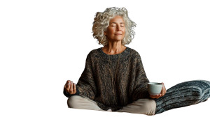 Meditating Elderly Woman Vinyl Car Decal Sticker – Waterproof & UV-Resistant 8"