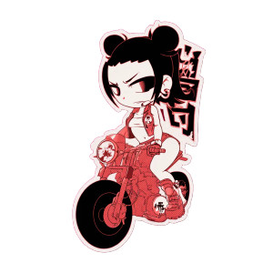 Anime Biker Chick Vinyl Car Decal Sticker – Waterproof & UV-Resistant 8"