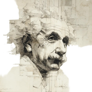 Einstein Abstract Sketch Vinyl Car Decal Sticker – Waterproof & UV-Resistant 8"