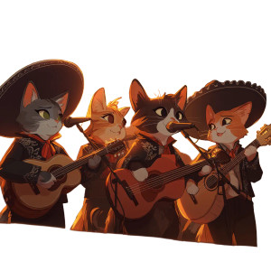 Cat Mariachi Band Vinyl Car Decal Sticker – Waterproof & UV-Resistant 8"