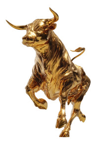 Golden Chrome Bull V2 Vinyl Car Decal Sticker – Waterproof & UV-Resistant 8"