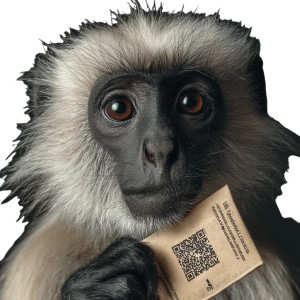 Langur With Qr Vinyl Car Decal Sticker – Waterproof & UV-Resistant 8"