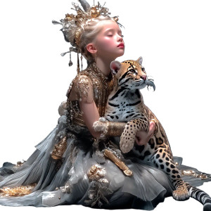 Children And Ocelot Vinyl Car Decal Sticker – Waterproof & UV-Resistant 8"