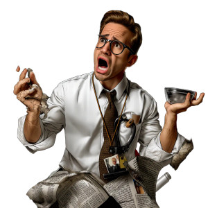 Frantic Journalist Portrait Vinyl Car Decal Sticker – Waterproof & UV-Resistant 8"