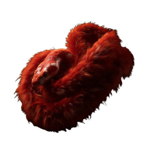 Red Feathered Boa Vinyl Car Decal Sticker – Waterproof & UV-Resistant 8"