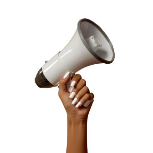 Hand With Megaphone Vinyl Car Decal Sticker – Waterproof & UV-Resistant 8"