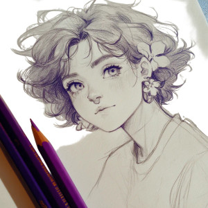 Anime Girl Sketch V3 Vinyl Car Decal Sticker – Waterproof & UV-Resistant 8"