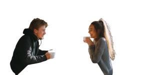 Cafe Couple Vinyl Car Decal Sticker – Waterproof & UV-Resistant 8"