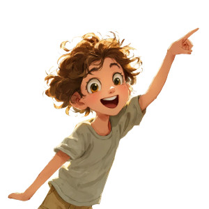 Excited Child Pointing Vinyl Car Decal Sticker – Waterproof & UV-Resistant 8"