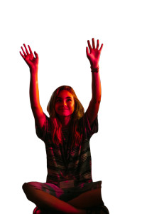 Girl With Waving Hands Vinyl Car Decal Sticker – Waterproof & UV-Resistant 8"