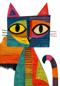 Whimsical Cat Art Vinyl Car Decal Sticker – Waterproof & UV-Resistant 8"