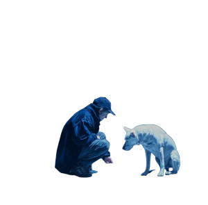 Man Feeding Dog Vinyl Car Decal Sticker – Waterproof & UV-Resistant 8"