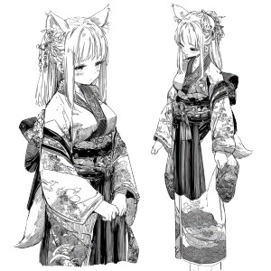 Cute Kitsune Kimono Vinyl Car Decal Sticker – Waterproof & UV-Resistant 8"