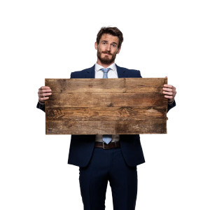 Man Holding Sign V3 Vinyl Car Decal Sticker – Waterproof & UV-Resistant 8"