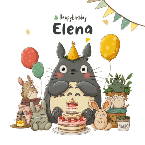 Chibi Totoro Celebration V2 Vinyl Car Decal Sticker – Waterproof & UV-Resistant 8"