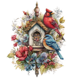 Colorful Bird House Vinyl Car Decal Sticker – Waterproof & UV-Resistant 8"