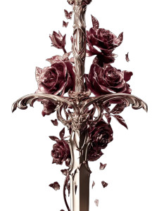 Rose-Embellished Sword Vinyl Car Decal Sticker – Waterproof & UV-Resistant 8"