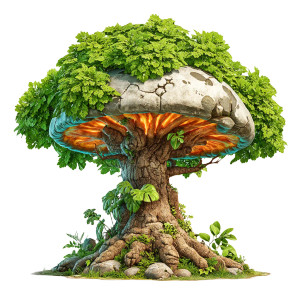 Mushroom Tree Vinyl Car Decal Sticker – Waterproof & UV-Resistant 8"