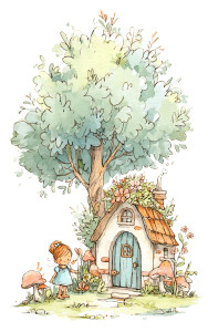 Fairy House Scene Vinyl Car Decal Sticker – Waterproof & UV-Resistant 8"