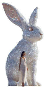 Serene Woman And Gemstone Rabbit Vinyl Car Decal Sticker – Waterproof & UV-Resistant 8"