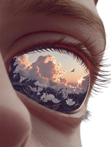 Surreal Eye Reflection V3 Vinyl Car Decal Sticker – Waterproof & UV-Resistant 8"
