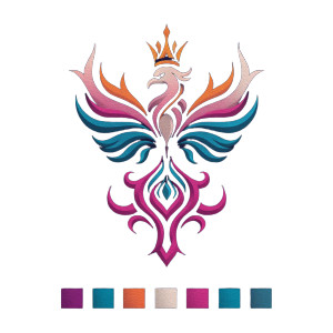 Fiery Crowned Firebird Vinyl Car Decal Sticker – Waterproof & UV-Resistant 8"