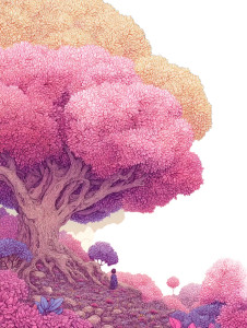 Healing Pink Tree Vinyl Car Decal Sticker – Waterproof & UV-Resistant 8"