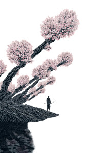 Samurai In Sakura Vinyl Car Decal Sticker – Waterproof & UV-Resistant 8"