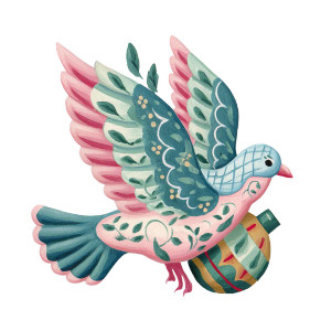 Folk Art Dove Vinyl Car Decal Sticker – Waterproof & UV-Resistant 8"