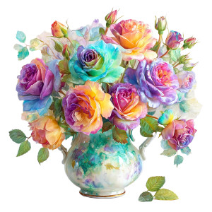 Colorful Rose Vase Vinyl Car Decal Sticker – Waterproof & UV-Resistant 8"