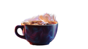 Steaming Coffee Art Vinyl Car Decal Sticker – Waterproof & UV-Resistant 8"