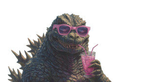 Godzilla Beach Stroll Vinyl Car Decal Sticker – Waterproof & UV-Resistant 8"