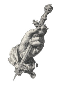 Ceremonial Dagger Hand Vinyl Car Decal Sticker – Waterproof & UV-Resistant 8"