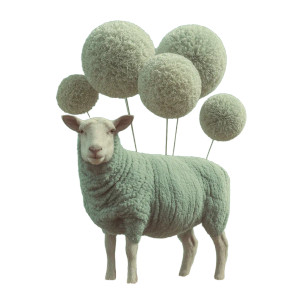 Green Wool Sheep Vinyl Car Decal Sticker – Waterproof & UV-Resistant 8"
