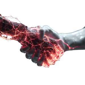 Cybernetic Handshake Vinyl Car Decal Sticker – Waterproof & UV-Resistant 8"